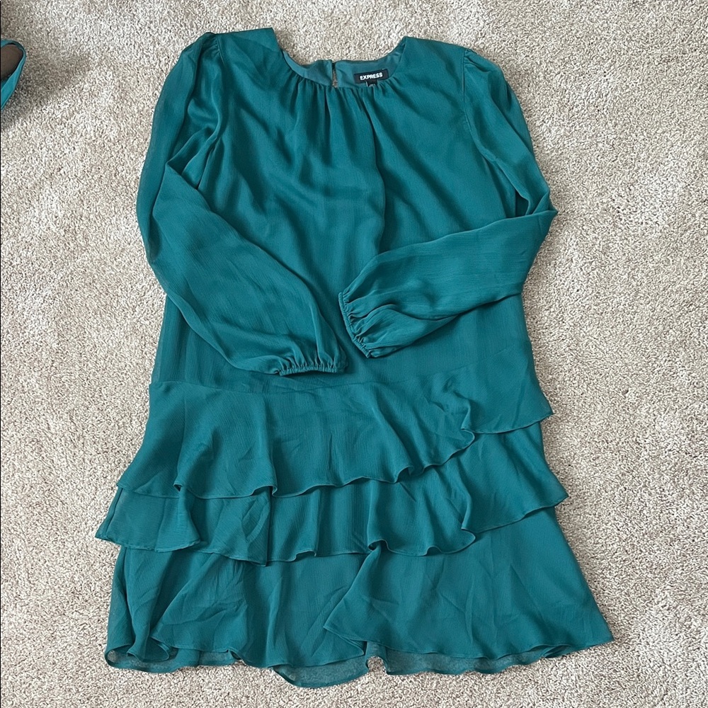 Green Ruffle Teared Dress